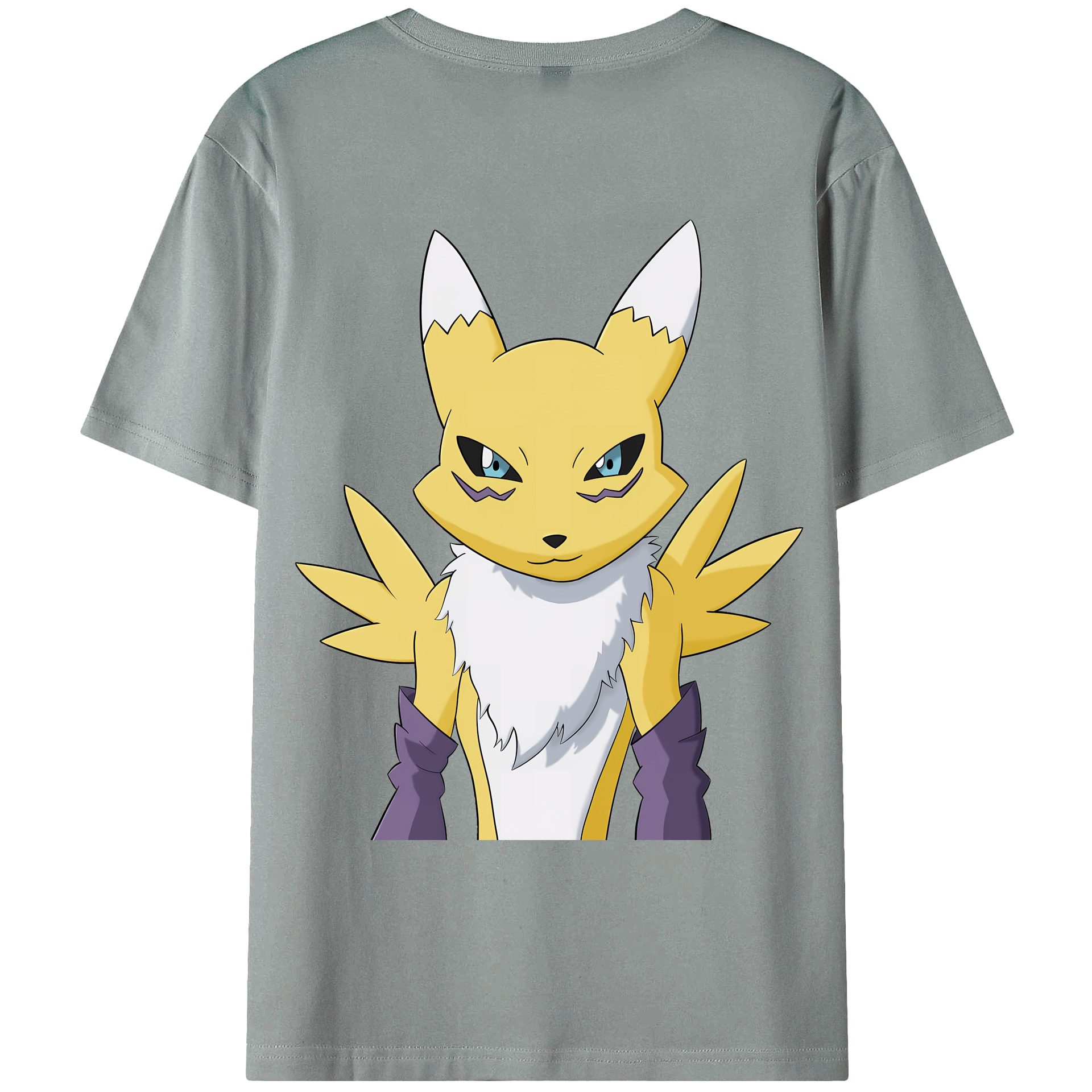 （画像用） Digimon デジタルモンスター/デジモン 綿100％ メンズ半袖Tシャツ（バックプリント） 通気性